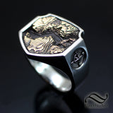 Yosemite Topo Signet ring - Sterling and Bronze