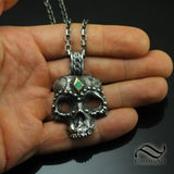 Jungle Queen Skull Pendant - Sterling and 18k