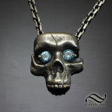 Starry Eyed Skull Pendant - Sterling and Topaz