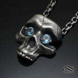Starry Eyed Skull Pendant - Sterling and Topaz