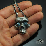 Starry Eyed Skull Pendant - Sterling and Topaz