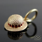 Straw Hat Charm with Red Ribbon Trim