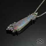 Australian opal Drop Pendant - 14k White gold