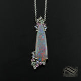Australian opal Drop Pendant - 14k White gold