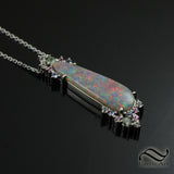 Australian opal Drop Pendant - 14k White gold