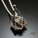 20 Sided Rutile Quartz Medallion - Sterling and 14k Rose gold