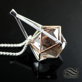 20 Sided Rutile Quartz Medallion - Sterling and 14k Rose gold