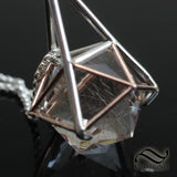 20 Sided Rutile Quartz Medallion - Sterling and 14k Rose gold