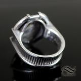 Mechanical Themed Fire Agate Ring - Sterling and 14k