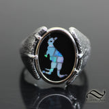 Opal Kangaroo Mosaic Signet ring -  Sterling Silver