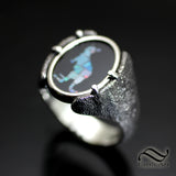 Opal Kangaroo Mosaic Signet ring -  Sterling Silver