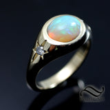 Opal and Diamond Starburst Ring - 14k gold