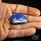 Moonrise Landscape Pendant with Lapis - Sterling silver
