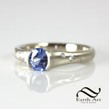 Natural Ceylon Sapphire Engagement Ring in 14k white gold