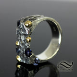 Sapphire Chaos Signet Ring - Sterling and 14k