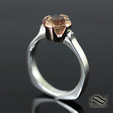 1.15ct Blush Sunstone Solitaire Ring - Sterling and 14k