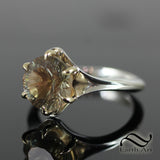 2.4ct Green Sunstone Solitaire Ring - Sterling and 14k