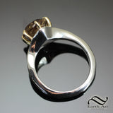 2.4ct Green Sunstone Solitaire Ring - Sterling and 14k