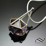 20 Sided Amethyst Medallion - Sterling and 14k yellow gold