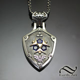 Zora's Hyrule Shield Pendant - Sterling and 14k