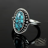 Turquoise surrounded by Dew Drops - Sterling Silver