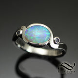 Australian Opal Bypass ring with Tanzanite