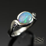 Australian Opal Bypass ring with Tanzanite