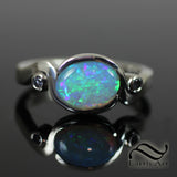 Australian Opal Bypass ring with Tanzanite