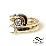 Wrench Wedding Set - Diamonds in 14k Gold