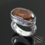 Distressed Fire Agate ring - Sterling Silver
