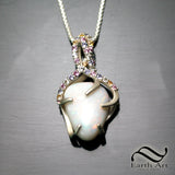 White Australian opal in Sterling with sapphires