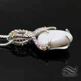 White Australian opal in Sterling with sapphires
