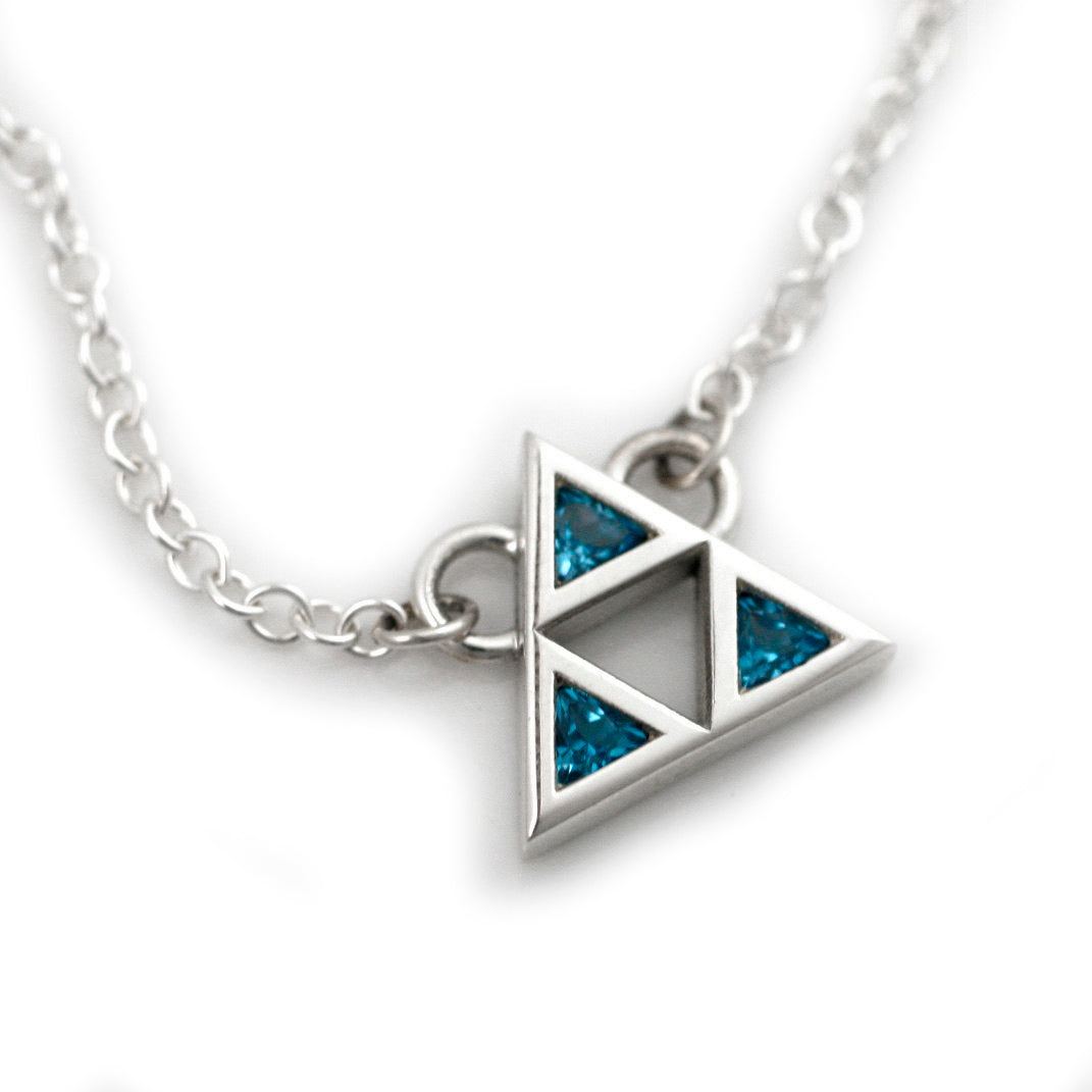 Triforce Necklace - Sterling or 14k white gold and topaz – Earth Art