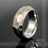 Hand Forged Mixed Metal Faceted Ring with Diamonds