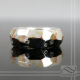 Hand Forged Mixed Metal Faceted Ring with Diamonds