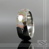 Hand Forged Mixed Metal Faceted Ring with Diamonds
