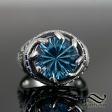 Topaz Whirlpool Ring - Sterling Silver with Swiss Blue Topaz