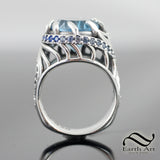 Topaz Whirlpool Ring - Sterling Silver with Swiss Blue Topaz