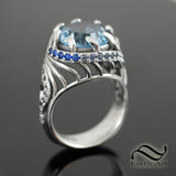 Topaz Whirlpool Ring - Sterling Silver with Swiss Blue Topaz