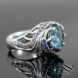 Topaz Whirlpool Ring - Sterling Silver with Swiss Blue Topaz