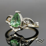 Tourmaline in 14k white and yellow gold ring with natural diamonds