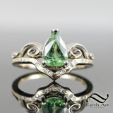 Tourmaline in 14k white and yellow gold ring with natural diamonds
