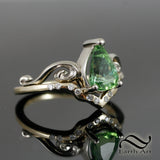 Tourmaline in 14k white and yellow gold ring with natural diamonds