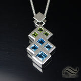 Double Triangle Topaz and Peridot Pendant in Sterling Silver