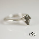 Pear cut Natural "Salt & Pepper" Engagement ring