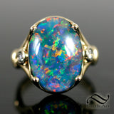 Solid 14k Opal and Diamond cocktail Ring