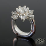 White Topaz Snowflake Ring with with Mokume Gane