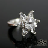 White Topaz Snowflake Ring with with Mokume Gane