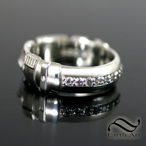 Wide Diamond Light Saber Ring - fully Polished in gold or silver
