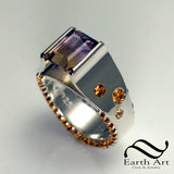 Ametrine In tension Ring in Sterling Silver